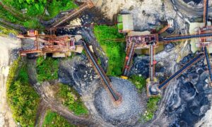 Aerial view of a large drainage and infrastructure site representing the importance of ALTA Land Title Surveys for new public projects