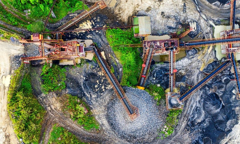 Aerial view of a large drainage and infrastructure site representing the importance of ALTA Land Title Surveys for new public projects